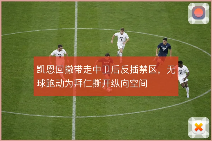 凯恩回撤带走中卫后反插禁区,无球跑动为拜仁撕开纵向空间